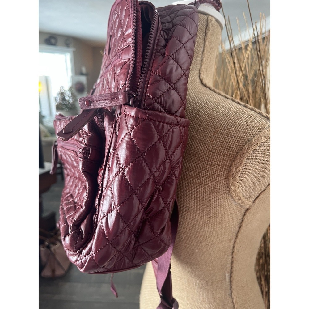HeartLove Quilted Leather Backpack Burgundy Multi Pocket Travel Bag NWT - Picture 11 of 12
